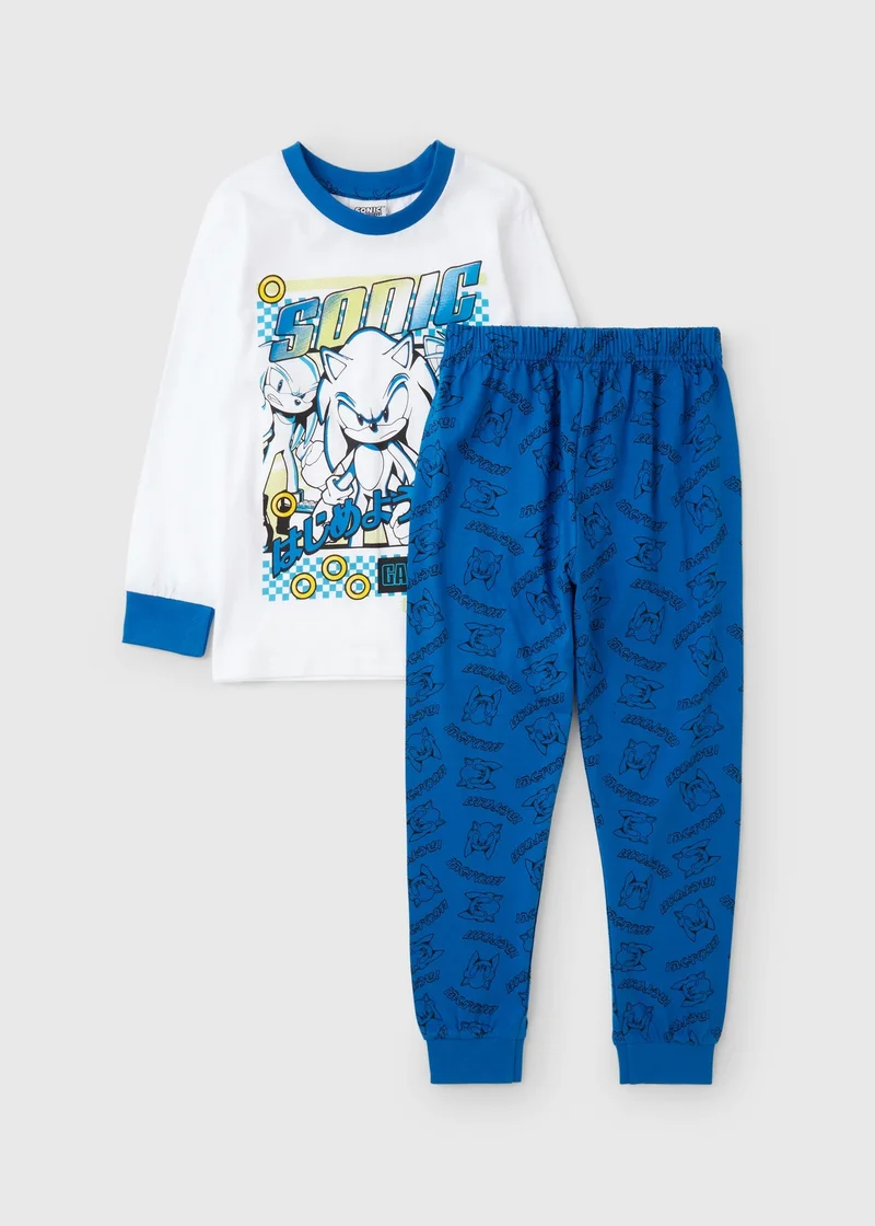 Matalan Sonic Boys Blue Long Pyjama Set